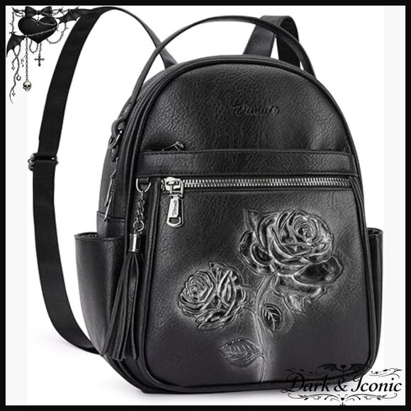 Mini Vegan Leather Backpack Purse, 8 Pockets, Water Resistant, Travel Daypack main image 5